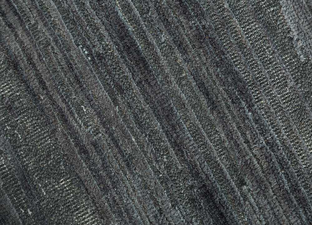 legion grey and black wool and silk hand knotted Rug - CloseUp