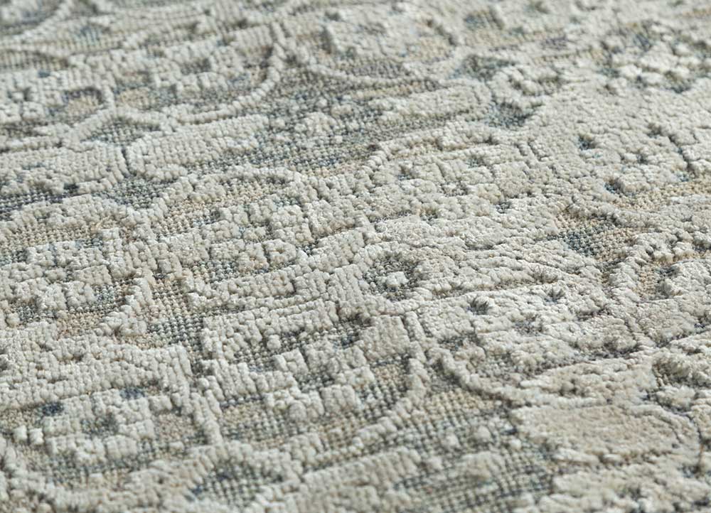 viscaya ivory wool and silk hand knotted Rug - CloseUp