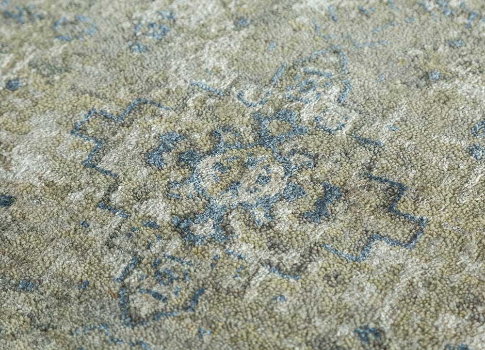 wisteria blue wool and silk hand knotted Rug - CloseUp