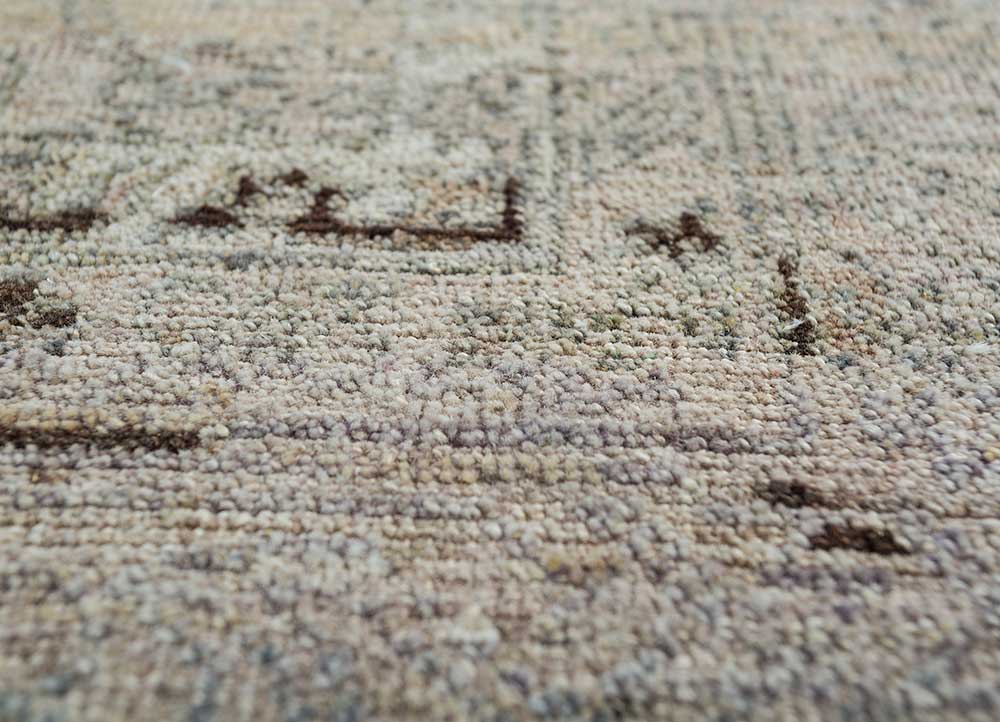 someplace in time ivory wool hand knotted Rug - CloseUp