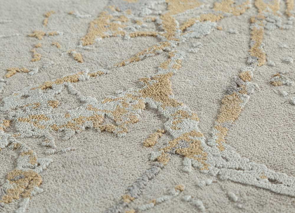 urban pause by kavi beige and brown wool and silk hand knotted Rug - CloseUp