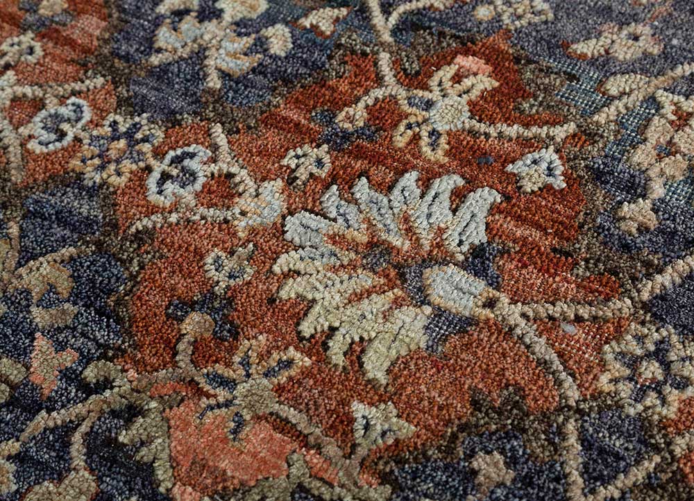 viscaya blue wool and silk hand knotted Rug - CloseUp