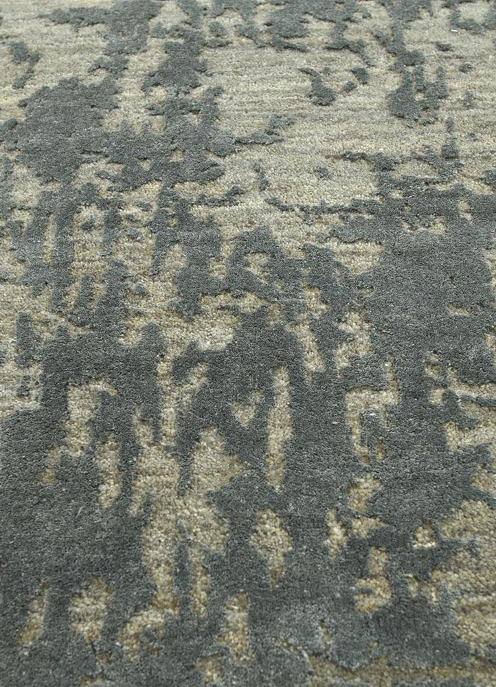 chaos theory by kavi blue wool and bamboo silk hand knotted Rug - CloseUp