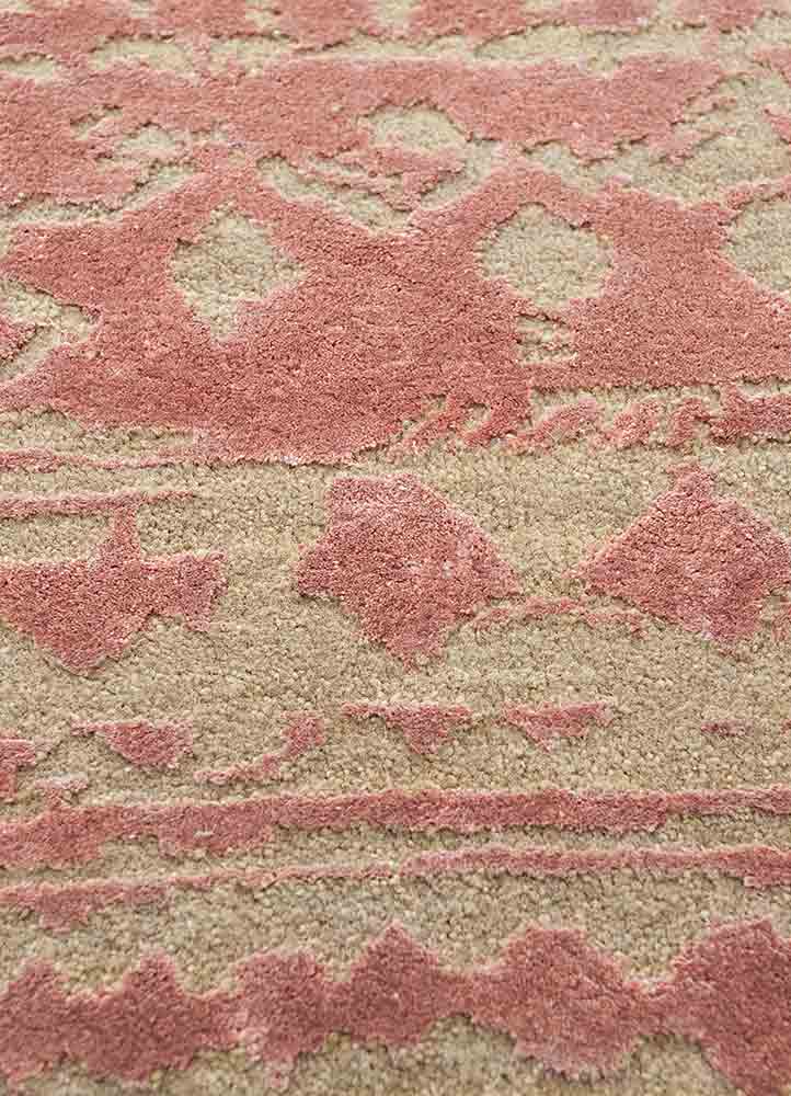 project error by kavi beige and brown wool and bamboo silk hand knotted Rug - CloseUp