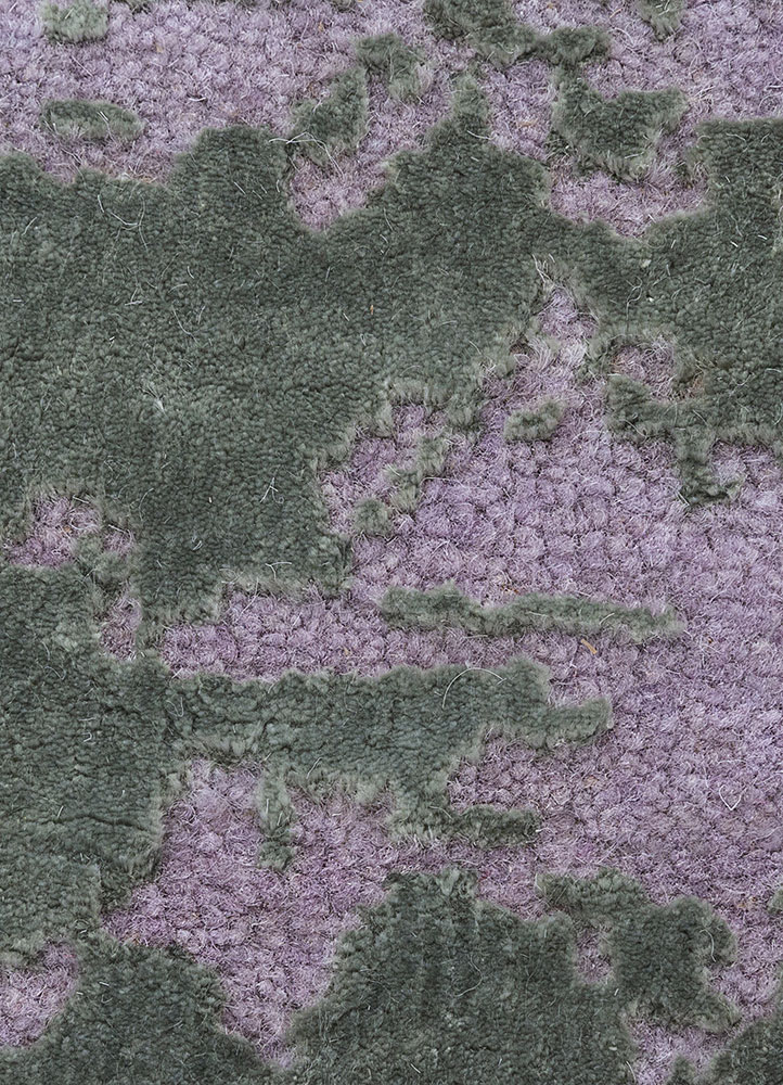 project error by kavi pink and purple wool and bamboo silk hand knotted Rug - CloseUp