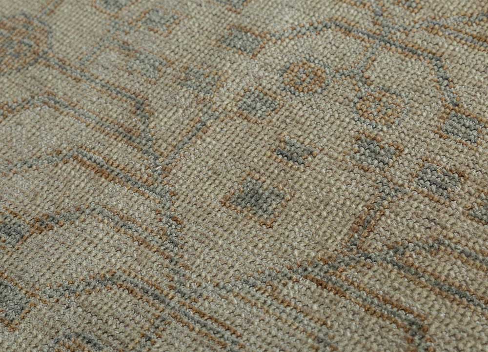 viscaya beige and brown wool hand knotted Rug - CloseUp