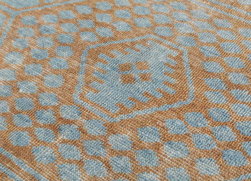 revolution blue wool hand knotted Rug - CloseUp