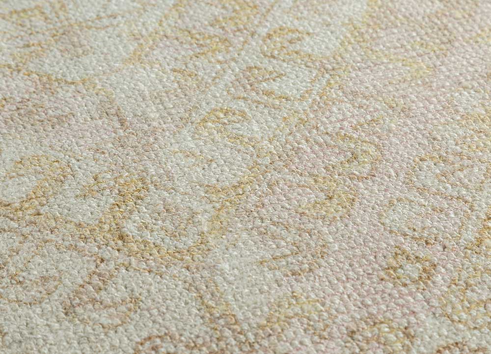 acar beige and brown wool and bamboo silk hand loom Rug - CloseUp