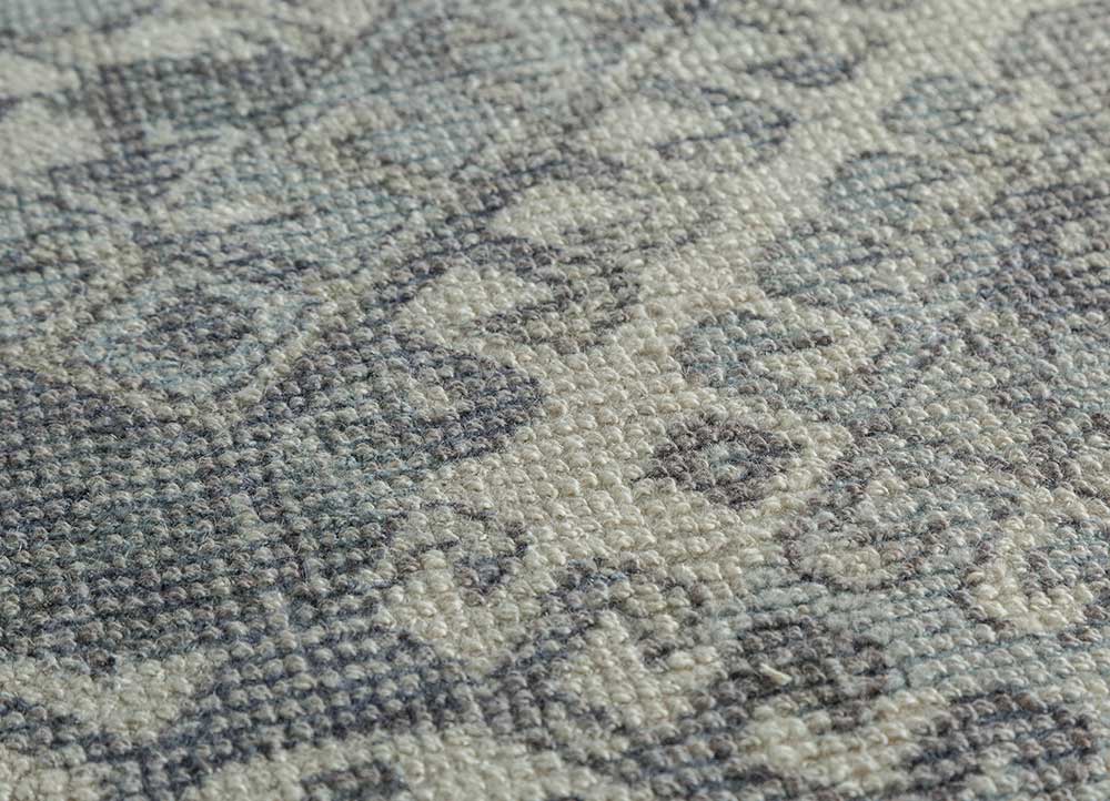 acar blue wool and bamboo silk hand loom Rug - CloseUp