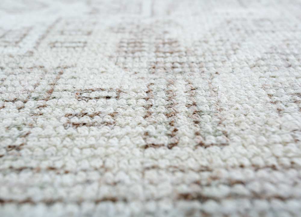 acar beige and brown wool and bamboo silk hand loom Rug - CloseUp