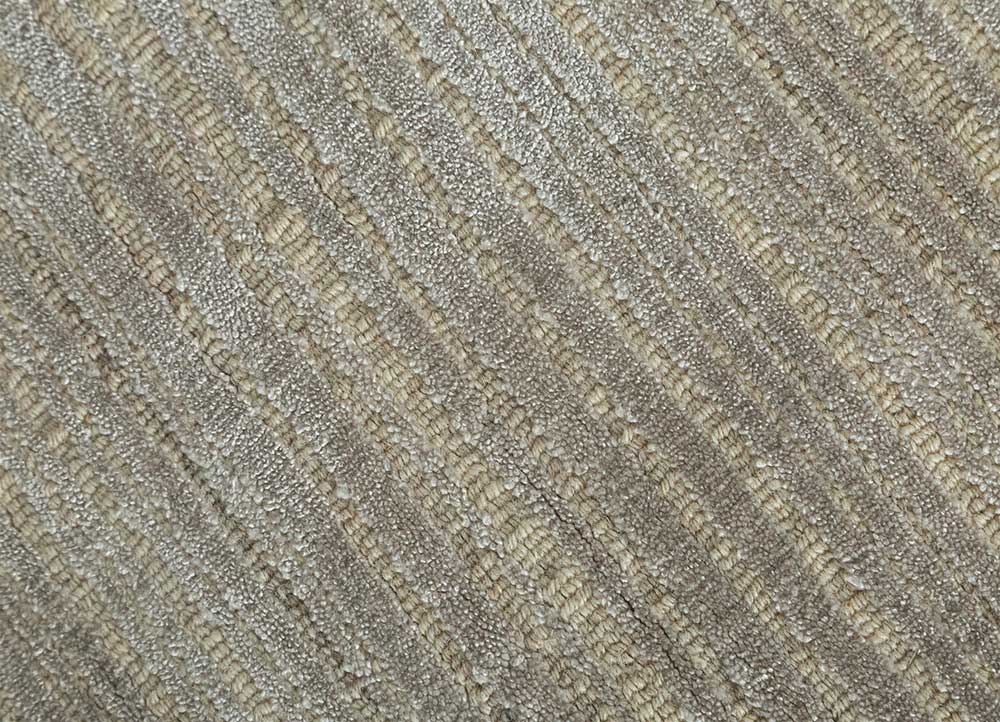 oxford beige and brown wool and bamboo silk hand loom Rug - CloseUp