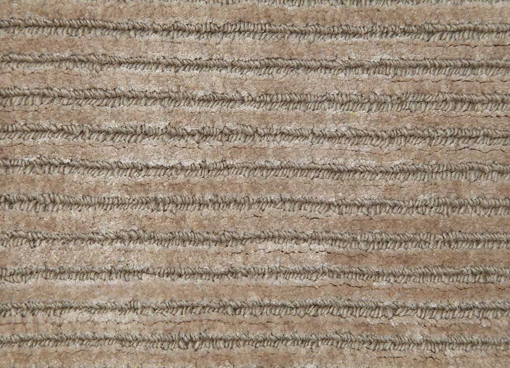 basis beige and brown wool and viscose hand loom Rug - CloseUp
