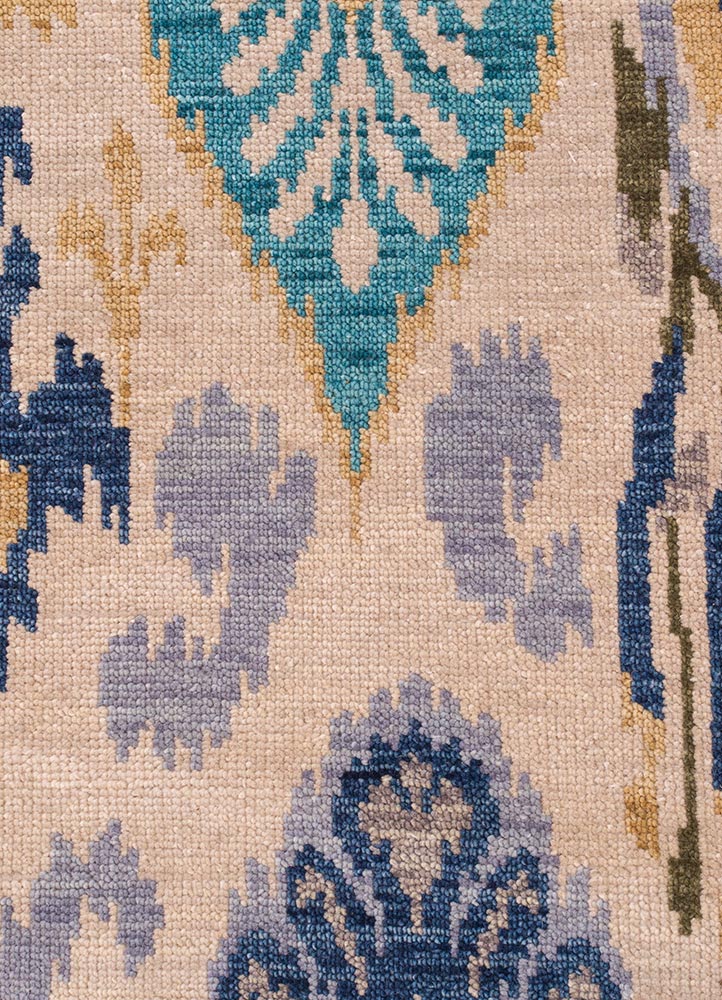 verna ivory wool hand knotted Rug - CloseUp
