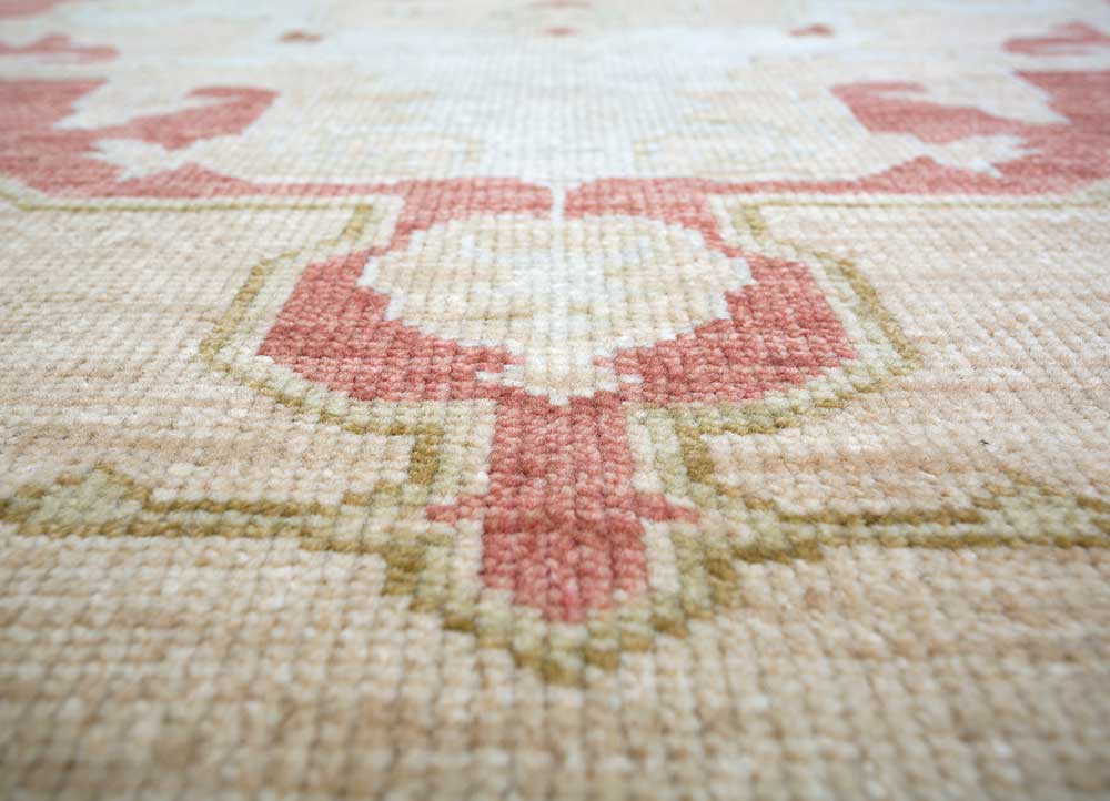 akida beige and brown wool hand knotted Rug - CloseUp
