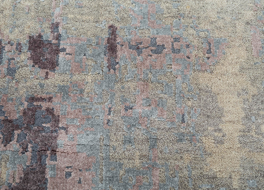 uvenuti beige and brown wool and bamboo silk hand knotted Rug - CloseUp
