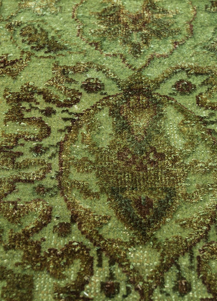 lacuna green wool and silk hand knotted Rug - CloseUp