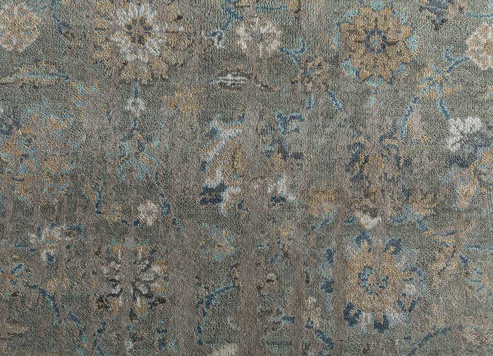 wisteria blue wool and silk hand knotted Rug - CloseUp