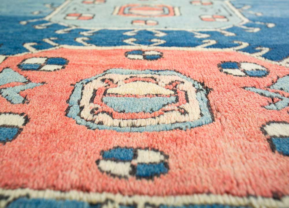 erbe blue wool hand knotted Rug - CloseUp