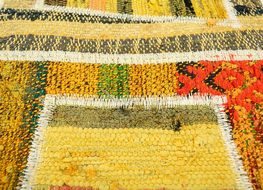 provenance gold wool patchwork Rug - CloseUp