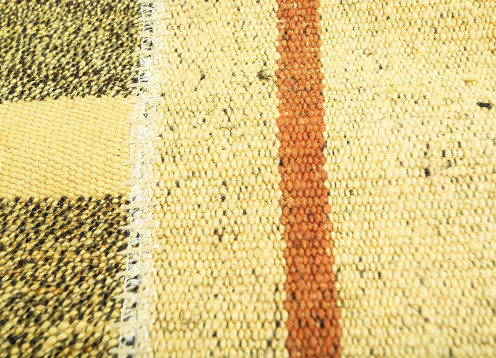 vintage red and orange wool patchwork Rug - CloseUp