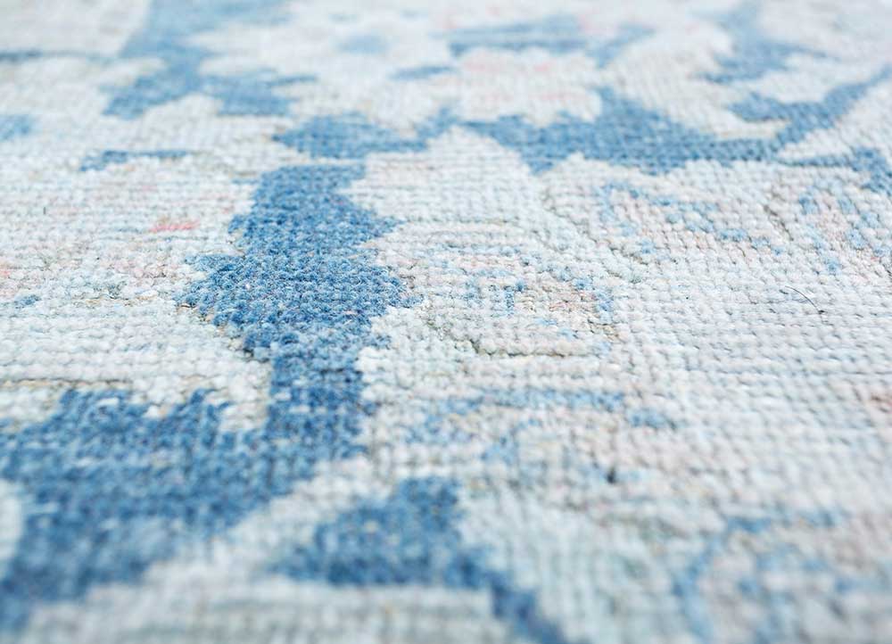 aalam blue wool hand knotted Rug - CloseUp