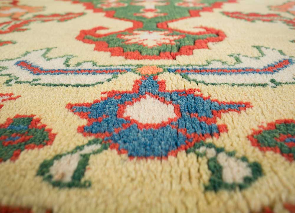 erbe green wool hand knotted Rug - CloseUp
