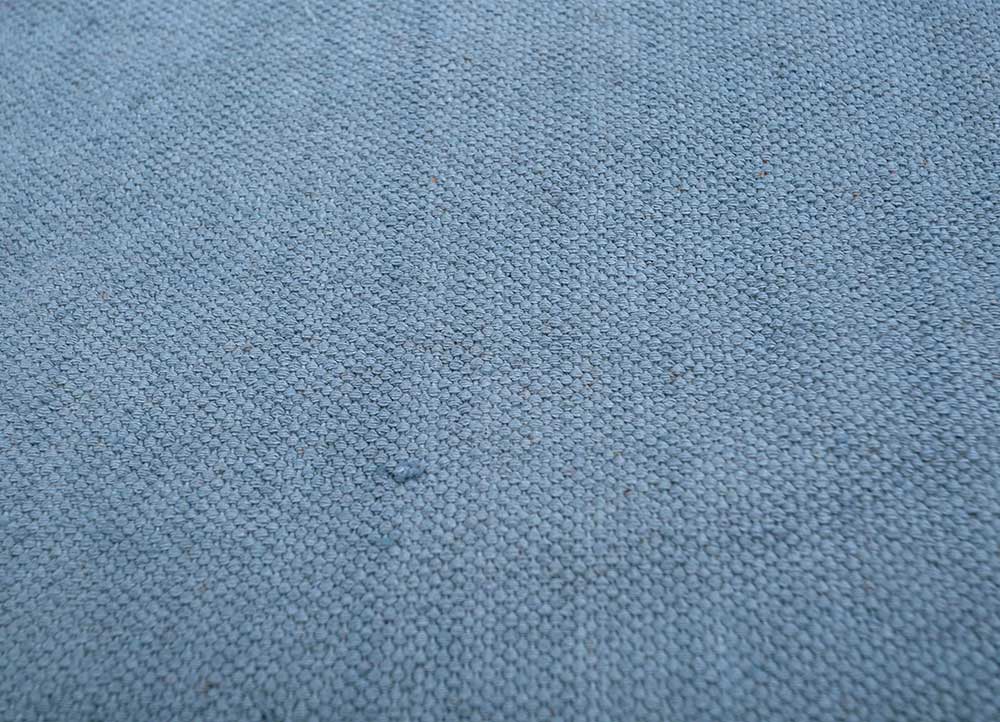 aqua blue cotton flat weaves Rug - CloseUp