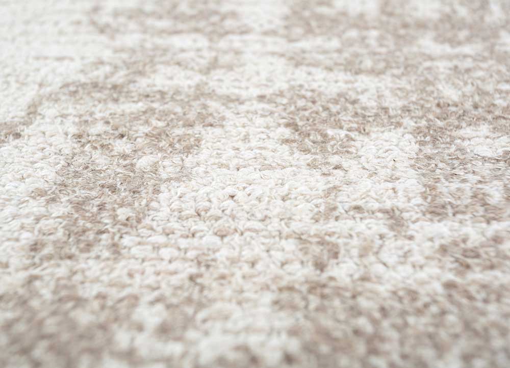 heritage beige and brown cotton flat weaves Rug - CloseUp