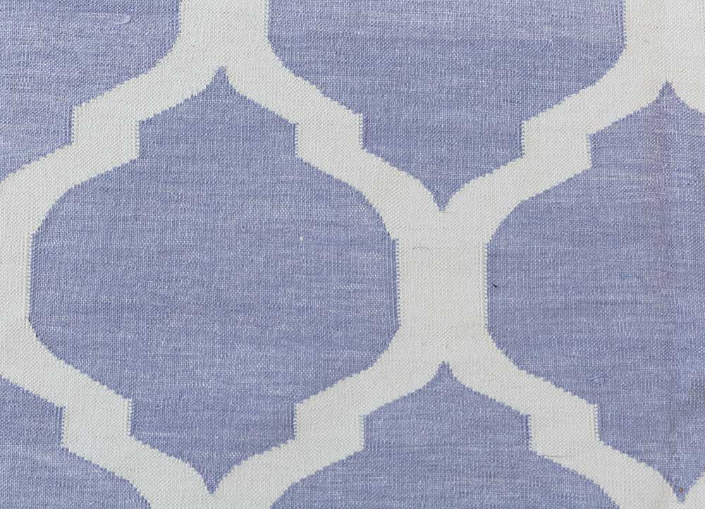 indusbar blue cotton flat weaves Rug - CloseUp