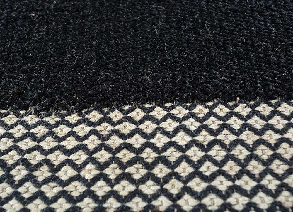 aqua grey and black jute and hemp flat weaves Rug - CloseUp