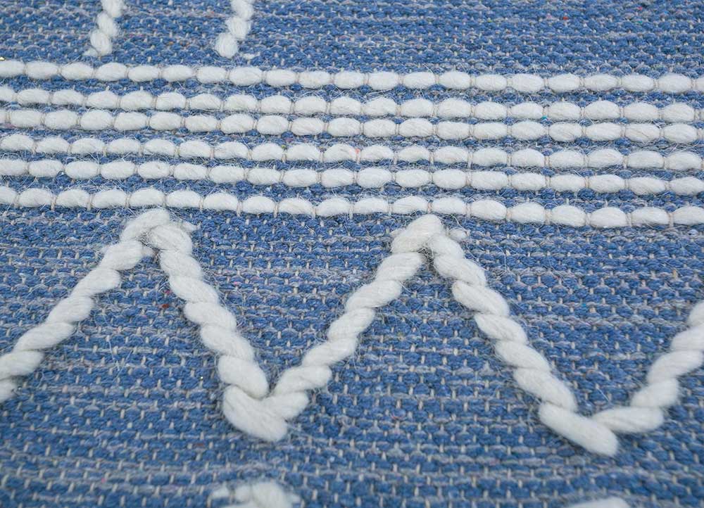 anatolia blue cotton flat weaves Rug - CloseUp