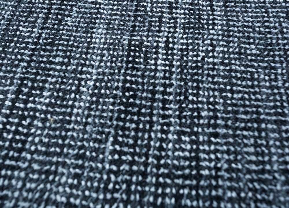oxford grey and black polyester hand loom Rug - CloseUp