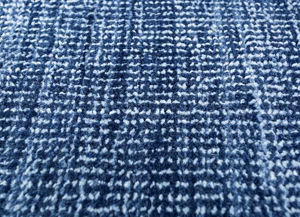 oxford blue polyester hand loom Rug - CloseUp