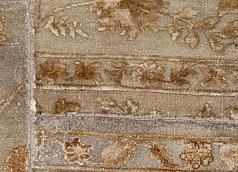 lacuna beige and brown wool and silk patchwork Rug - CloseUp