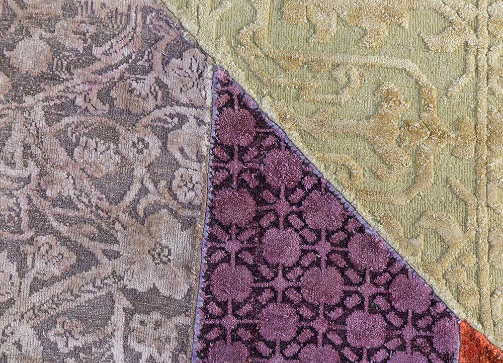 lacuna multi wool and silk patchwork Rug - CloseUp