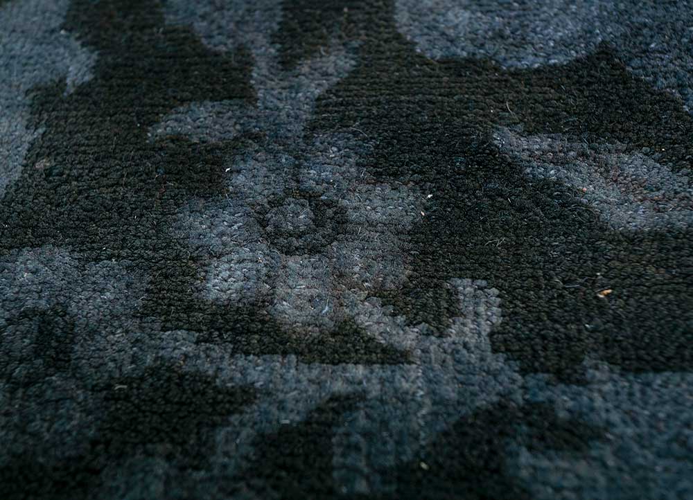 lacuna blue wool patchwork Rug - CloseUp