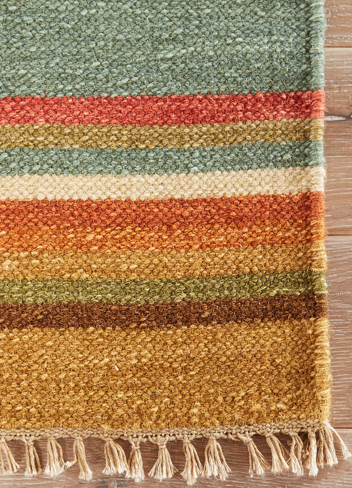 anatolia red and orange wool flat weaves Rug - CloseUp