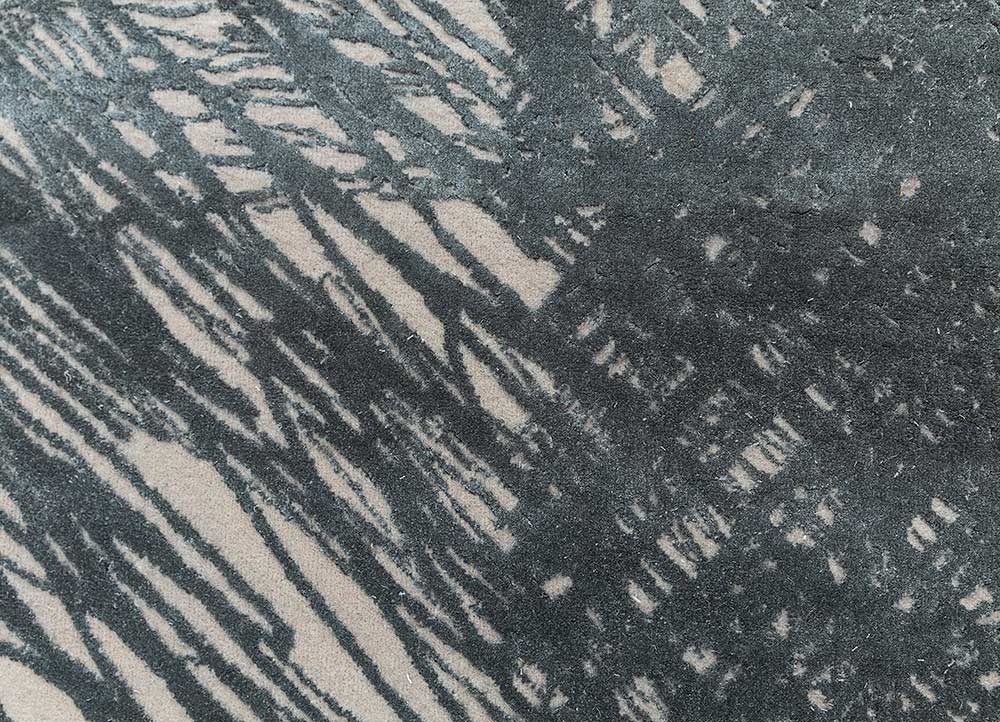 free verse by kavi grey and black wool and silk hand knotted Rug - CloseUp