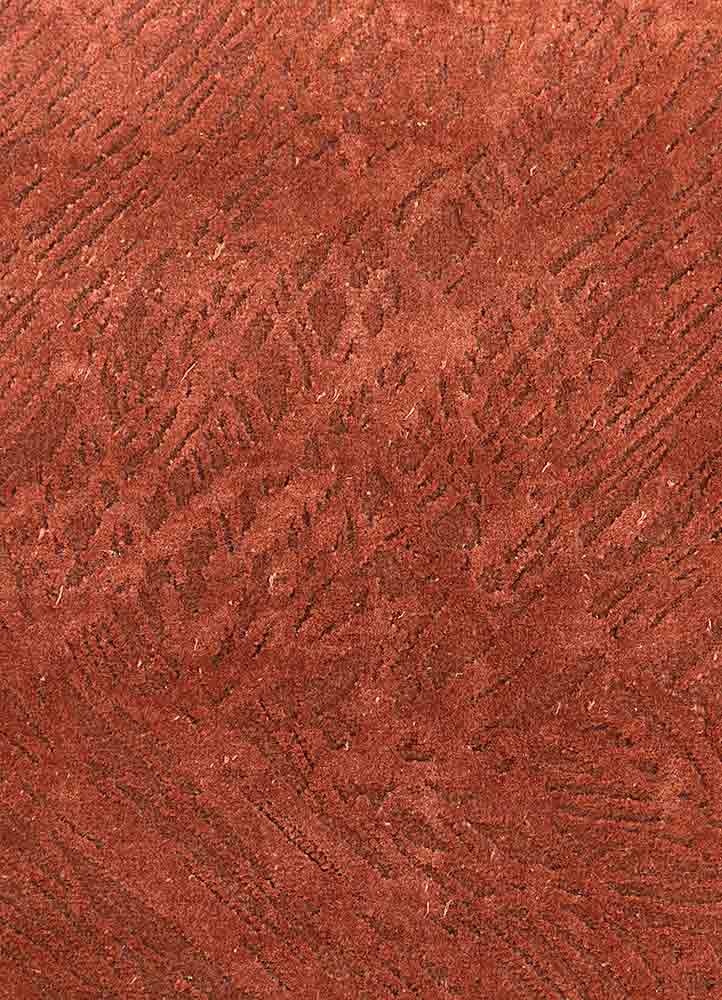 free verse by kavi red and orange wool and silk hand knotted Rug - CloseUp