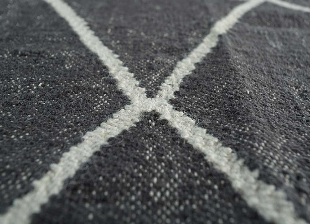 anatolia grey and black cotton flat weaves Rug - CloseUp