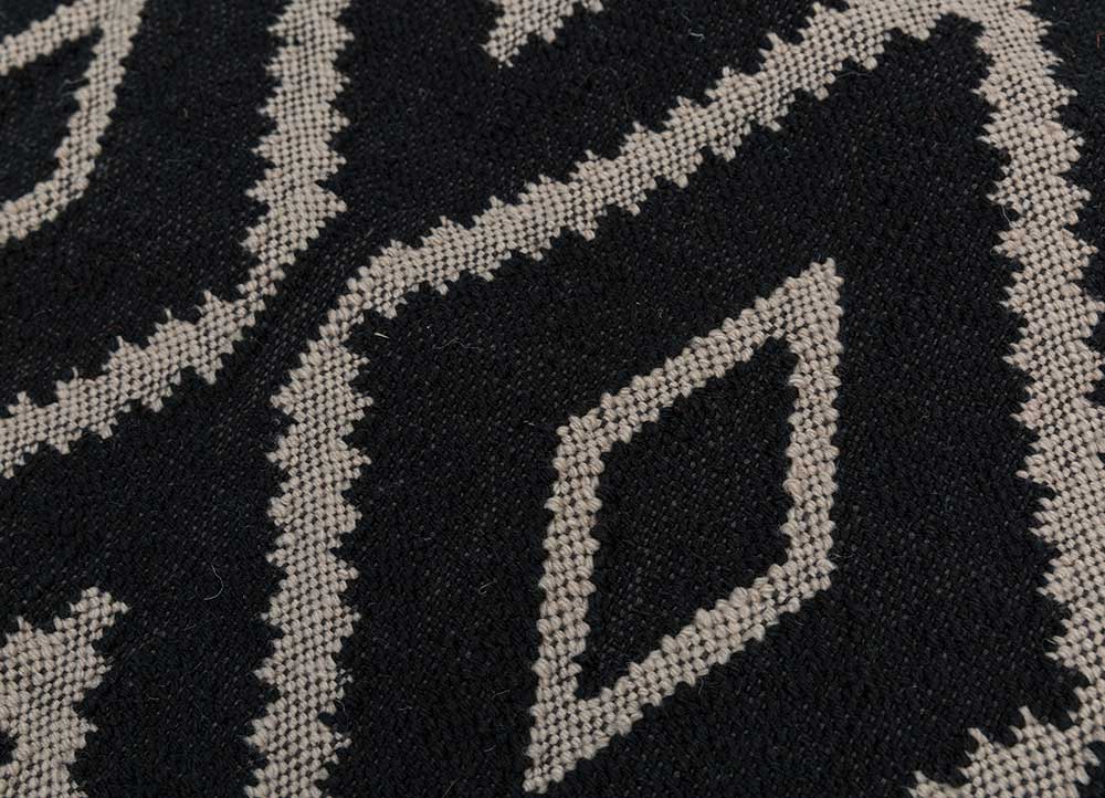 anatolia grey and black wool flat weaves Rug - CloseUp