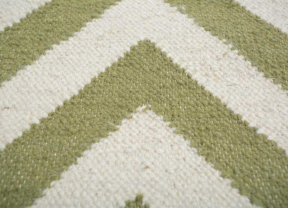 anatolia green wool flat weaves Rug - CloseUp
