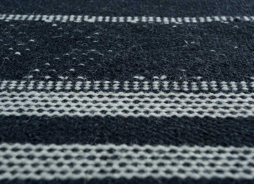 indusbar grey and black wool flat weaves Rug - CloseUp