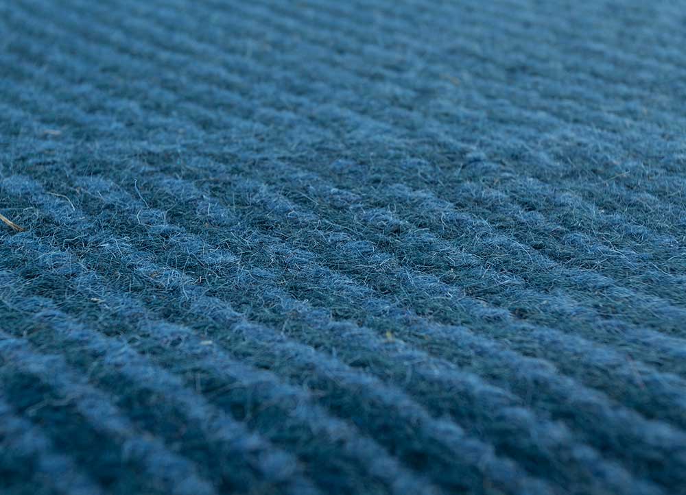 abrash blue wool flat weaves Rug - CloseUp