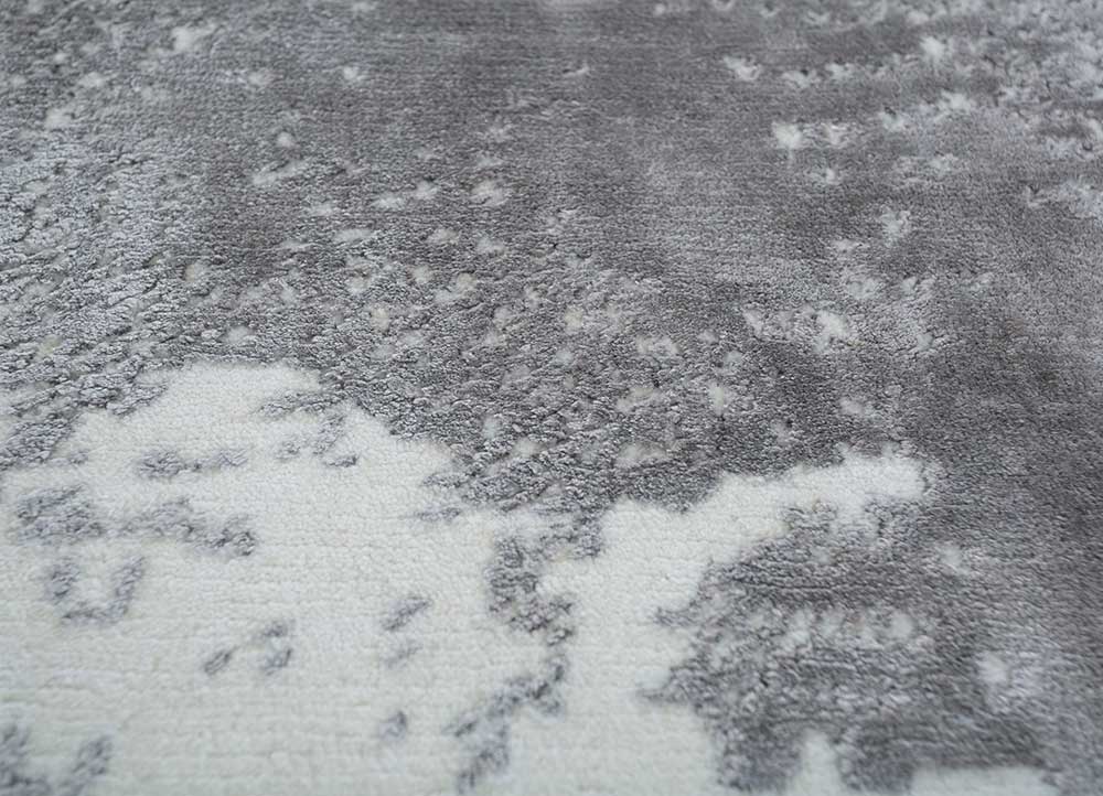 entropy grey and black wool and viscose hand knotted Rug - CloseUp