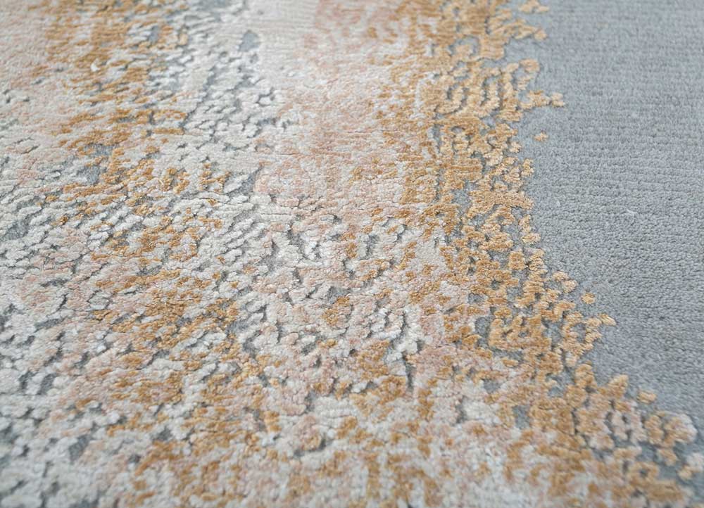 entropy blue wool and viscose hand knotted Rug - CloseUp