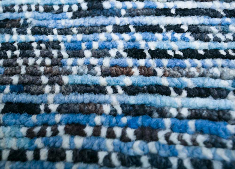 kairos blue wool hand knotted Rug - CloseUp