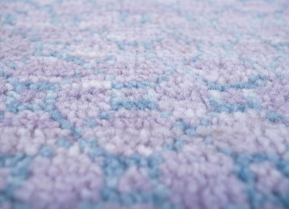 kairos pink and purple wool hand knotted Rug - CloseUp