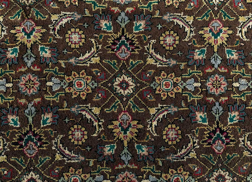 amani beige and brown wool hand knotted Rug - CloseUp