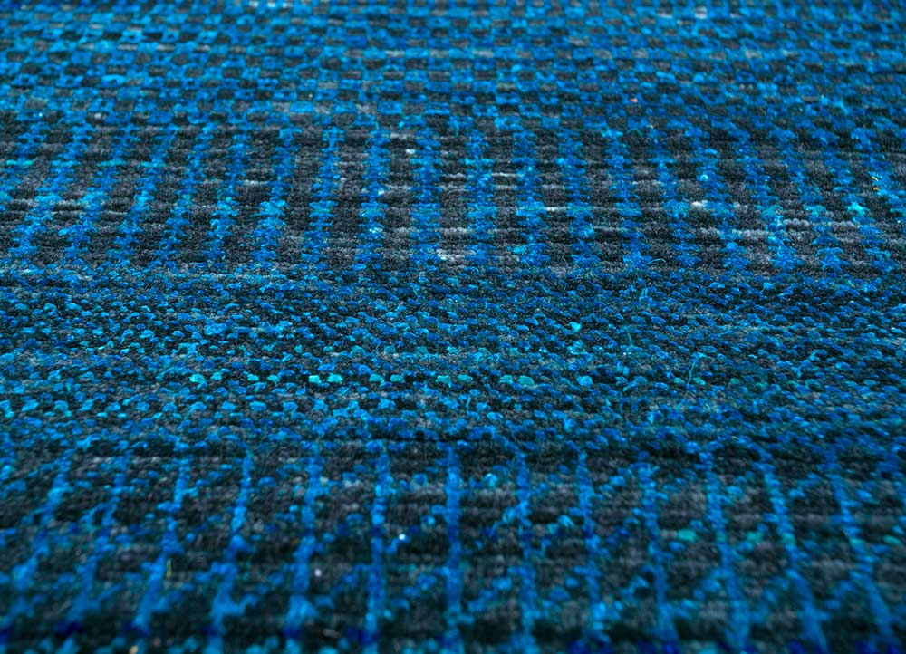 kairos blue wool and silk hand knotted Rug - CloseUp